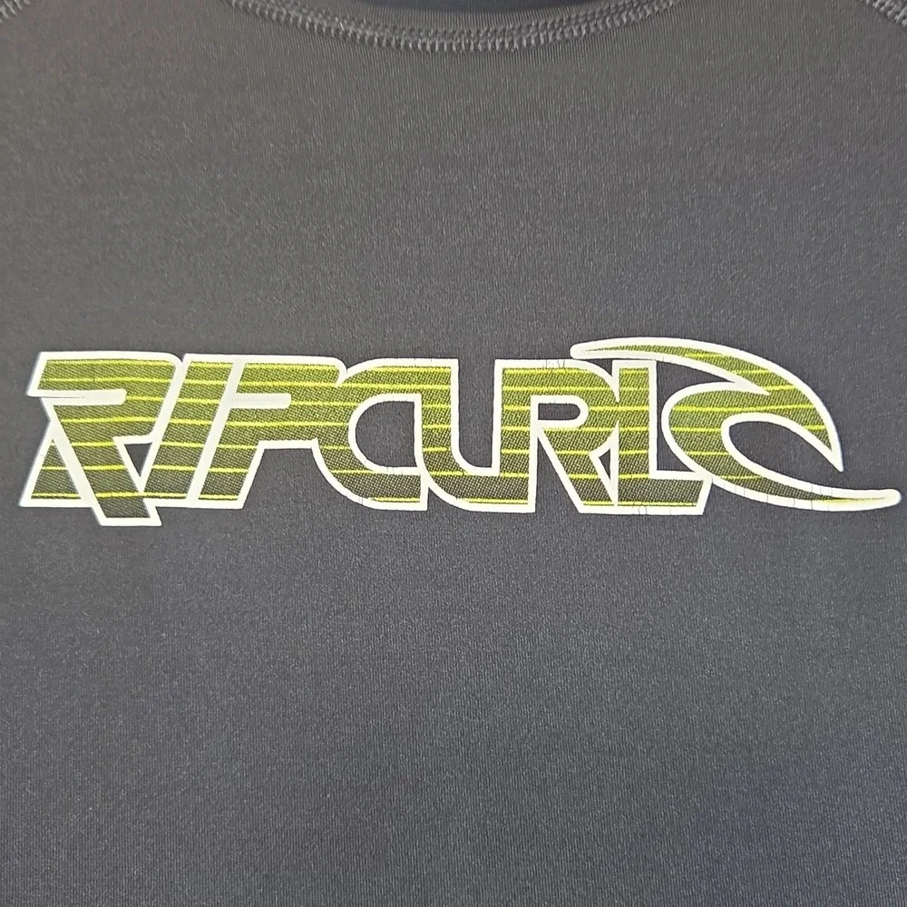 Rip Curl Rash Guard Shirt Men's XL Black Short Sleeve Surf Swim UPF 50+ UV Tee